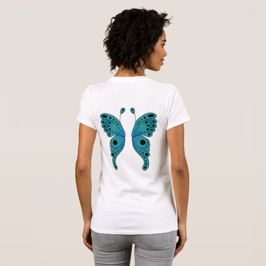 Wing Blauwgroen en Zwart T-shirt (Achterkant volledig)