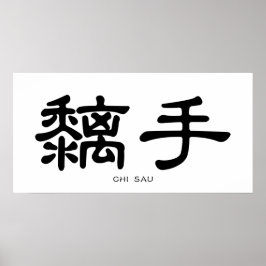 Wing Chun Chi Sau Chinese Calligrafie Poster