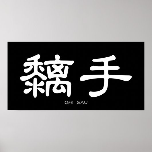 Wing Chun Chi Sau White Chinese Calligrafie Poster (Voorkant)