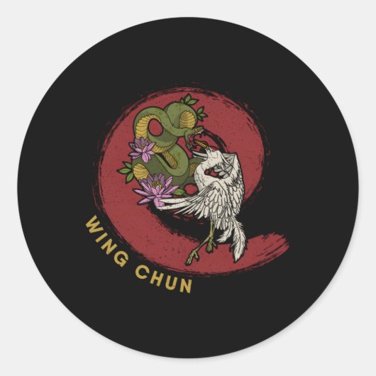 Wing Chun Chinese Mil Mil Karate Ronde Sticker (Voorkant)