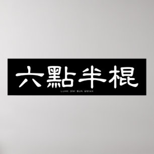 Wing Chun Long Pole White Chinese Calligrafie Poster