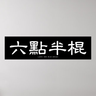 Wing Chun Long Pole White Chinese Calligrafie Poster