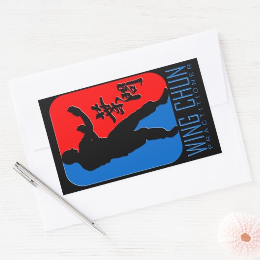 Wing Chun "Practitioner" Embleem Rechthoekige Sticker (Envelop)