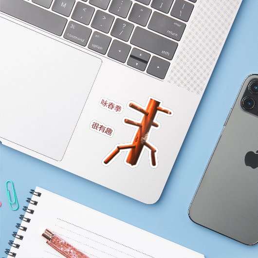WING CHUN STICKER (Laptop met iPhone)