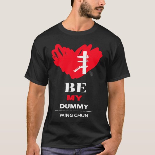 Wing Chun wooden dummy Valentijn met onderdrukt gr T-shirt (Voorkant)