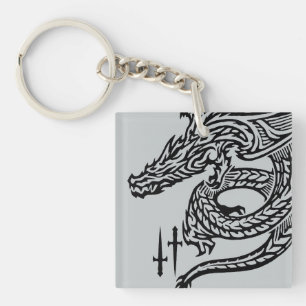 Wing Dragon Square (dubbelzijdige) Sleutelhanger