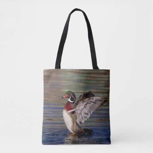 Wing Flapping Wood Duck Tote Bag (Voorkant)
