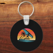 Wing Foiling Retro Sunset Design Surf Foil Ocean R Sleutelhanger (Voorkant)
