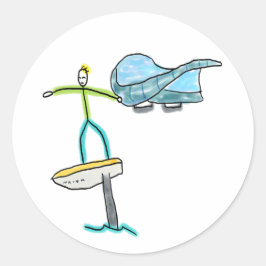 Wing Foiling Stickman Ronde Sticker