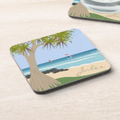 Wing Folie Surfers Pandanus Tree at Beach Naam toe Bier Onderzetter (Linkerzijde)