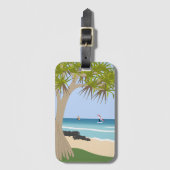 Wing Folie Surfers Pandanus Tree op het strand Bagagelabel (Voorkant (verticaal))