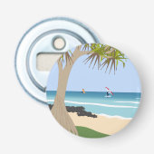Wing Folie Surfers Pandanus Tree op het strand Button Flesopener (Voorkant)
