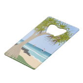Wing Folie Surfers Pandanus Tree op het strand Creditkaart Flessenopener (Voorkant Gekanteld)