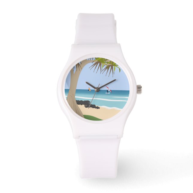 Wing Folie Surfers Pandanus Tree op het strand Horloge (Voorkant)