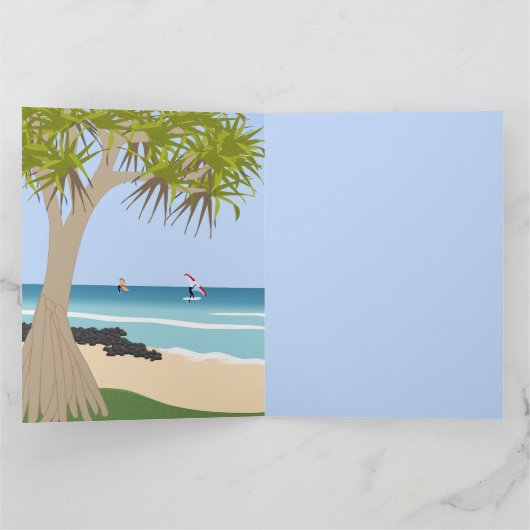 Wing Folie Surfers Pandanus Tree op het strand Kaart (Binnen)