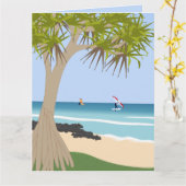 Wing Folie Surfers Pandanus Tree op het strand Kaart (Gele Bloem)