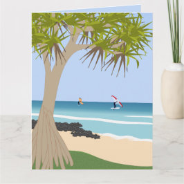 Wing Folie Surfers Pandanus Tree op het strand Kaart