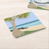 Wing Folie Surfers Pandanus Tree op het strand Kartonnen Onderzetters (Schuin)