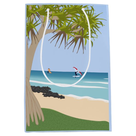 Wing Folie Surfers Pandanus Tree op het strand Medium Cadeauzakje (Voorkant)