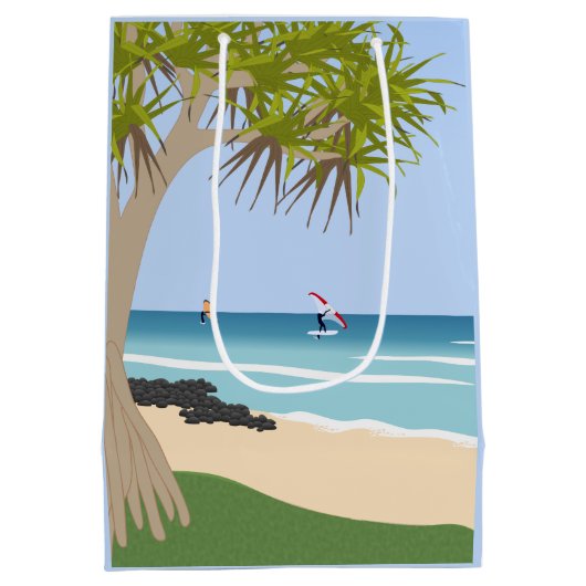 Wing Folie Surfers Pandanus Tree op het strand Medium Cadeauzakje (Achterkant)