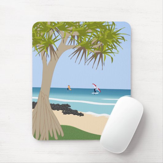 Wing Folie Surfers Pandanus Tree op het strand Muismat (Met muis)