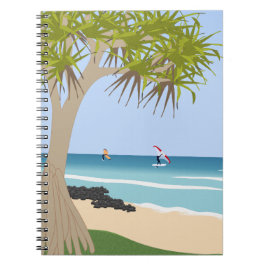 Wing Folie Surfers Pandanus Tree op het strand Notitieboek