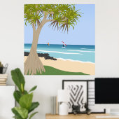 Wing Folie Surfers Pandanus Tree op het strand Poster (Thuiskantoor)