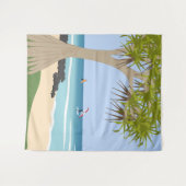 Wing Folie Surfers Pandanus Tree op het strand Wandkleed (Voorkant (horizontaal))
