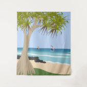 Wing Folie Surfers Pandanus Tree op het strand Wandkleed (Voorkant)