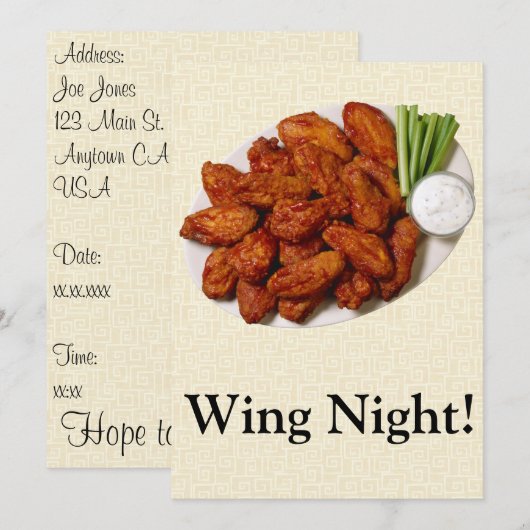 Wing Night Kaart (Voorkant / Achterkant)
