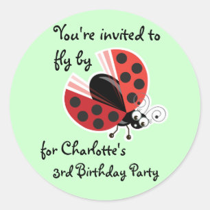 Wing-Nutz™_Ladybug (Dotty)_ 3rd Birthday Party Ronde Sticker