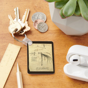 Wing op vliegmachineschets door Leonardo da Vinci Sleutelhanger