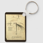 Wing op vliegmachineschets door Leonardo da Vinci Sleutelhanger (Achterkant)