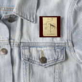 Wing op vliegmachineschets door Leonardo da Vinci Vierkante Button 5,1 Cm (In situ)