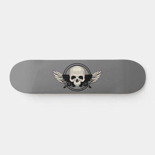 Wing Skull - BLACK & WHITE Persoonlijk Skateboard (Horizontaal)