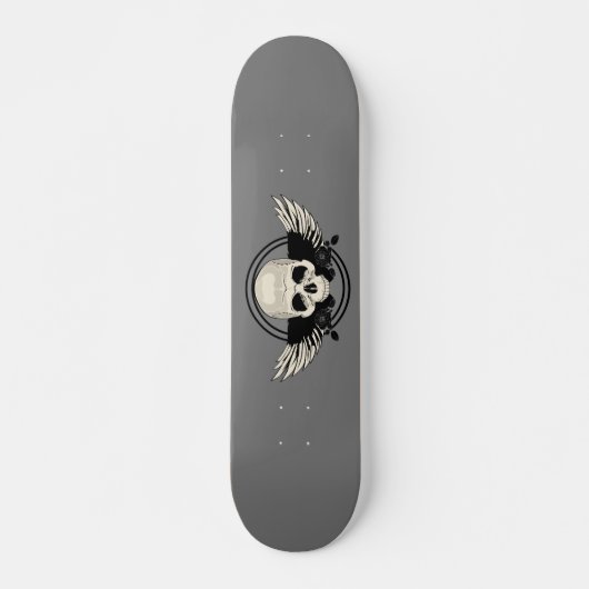 Wing Skull - BLACK & WHITE Persoonlijk Skateboard (Voorkant)