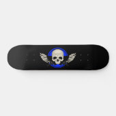 Wing Skull - BLUE Persoonlijk Skateboard (Horizontaal)