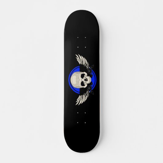 Wing Skull - BLUE Persoonlijk Skateboard (Voorkant)
