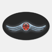 Wing Skull Chrome Ovale Sticker (Voorkant)
