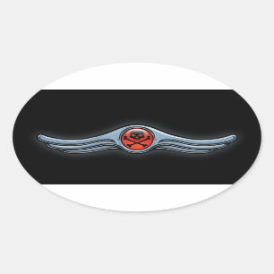 Wing Skull Chrome Ovale Sticker