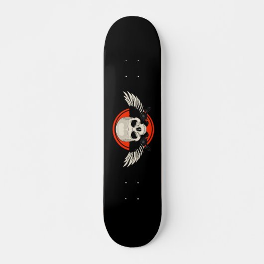 Wing Skull - ORANJE Persoonlijk Skateboard (Voorkant)