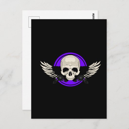 Wing Skull - PAARS Briefkaart (Voorkant / Achterkant)