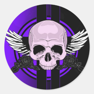 Wing Skull - PAARS Ronde Sticker