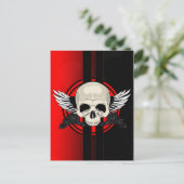 Wing Skull - RED Briefkaart (Staand voorkant)