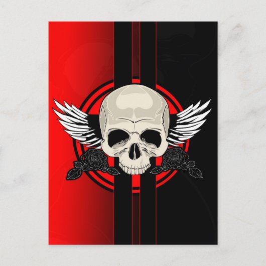 Wing Skull - RED Briefkaart (Voorkant)