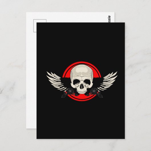 Wing Skull - RED Briefkaart (Voorkant / Achterkant)