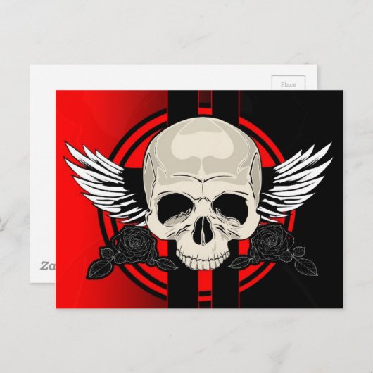 Wing Skull - RED Briefkaart (Voorkant / Achterkant)
