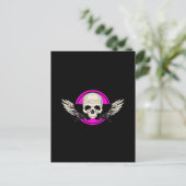 Wing Skull - Roze Briefkaart (Staand voorkant)