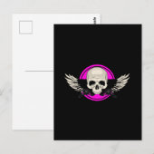 Wing Skull - Roze Briefkaart (Voorkant / Achterkant)