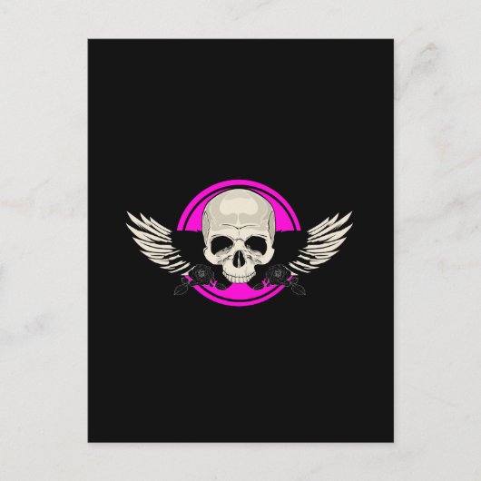 Wing Skull - Roze Briefkaart (Voorkant)
